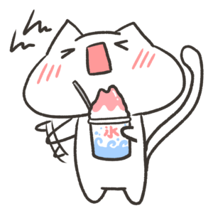 頭がキーンってなってるねこのイラスト
