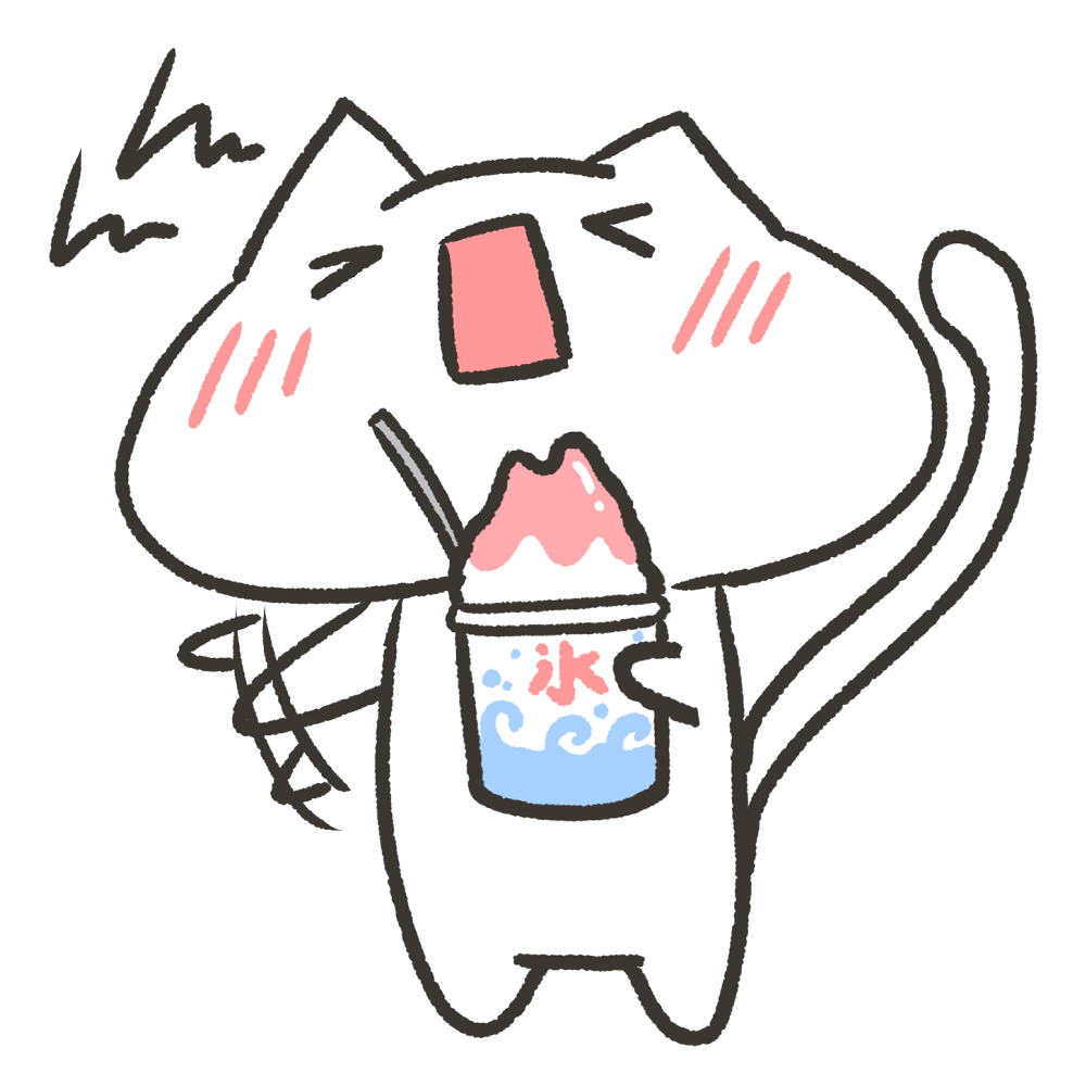 頭がキーンってなってるねこのイラスト