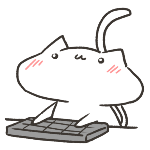 PCキーボードで作業するねこのイラスト