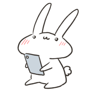 座りながらスマホを触るうさぎのイラスト