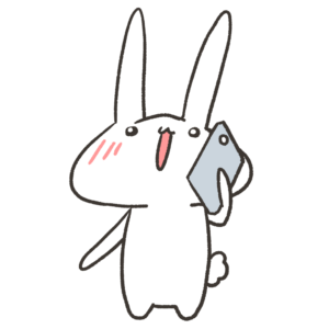 立ちながらスマホで電話をしてるうさぎのイラスト
