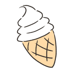 コーンのソフトクリームアイスのイラスト