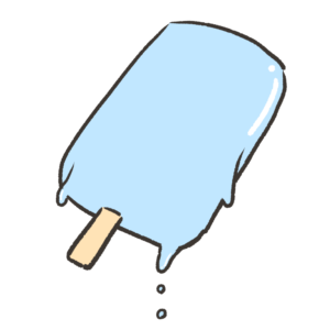溶けてきてる水色のアイスバーのイラスト
