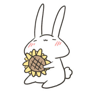 ひまわりを持つうさぎの無料イラスト