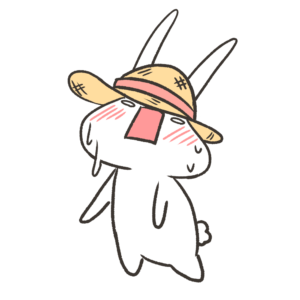 麦わら帽子を被ってるうさぎの無料イラスト　PNG透過