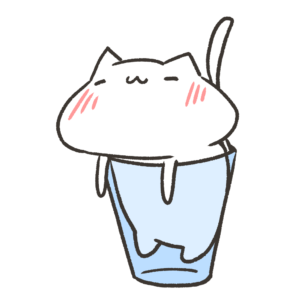 大きいコップに入るねこの無料イラスト