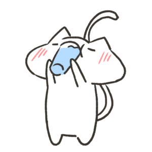 コップに入った水を飲むねこの無料イラスト