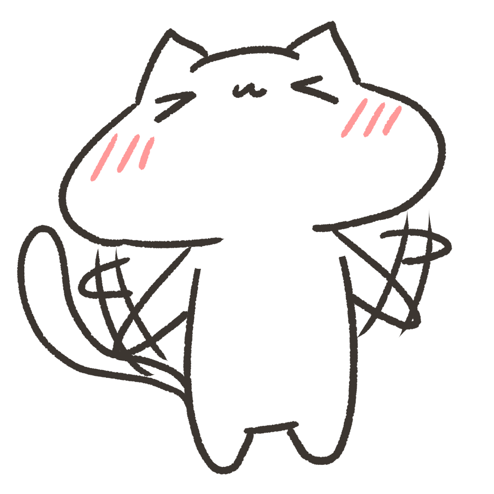 腕を振ってるねこのイラスト