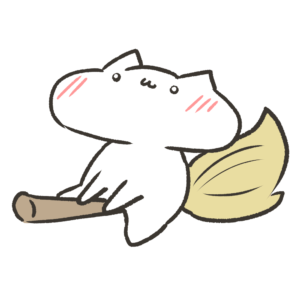 魔女のほうきに乗ってるねこの無料イラスト