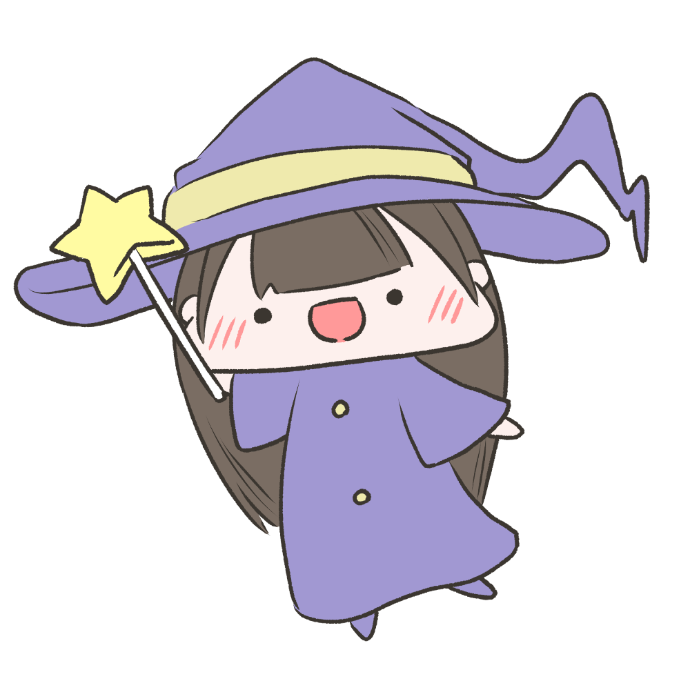 右手でステッキを持ってる魔女の無料イラスト